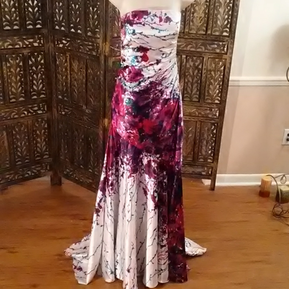 Floral printed formal dress, size 2